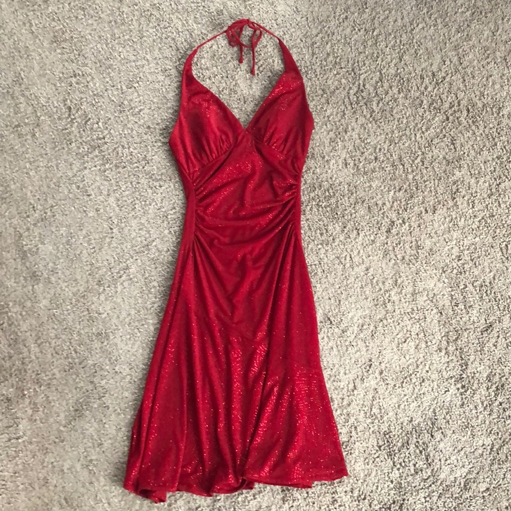 Red sparkly cocktail dress
